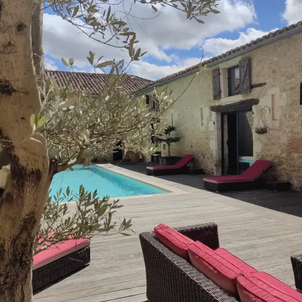 patio et piscine du domaine de pourrouquet dans le gers